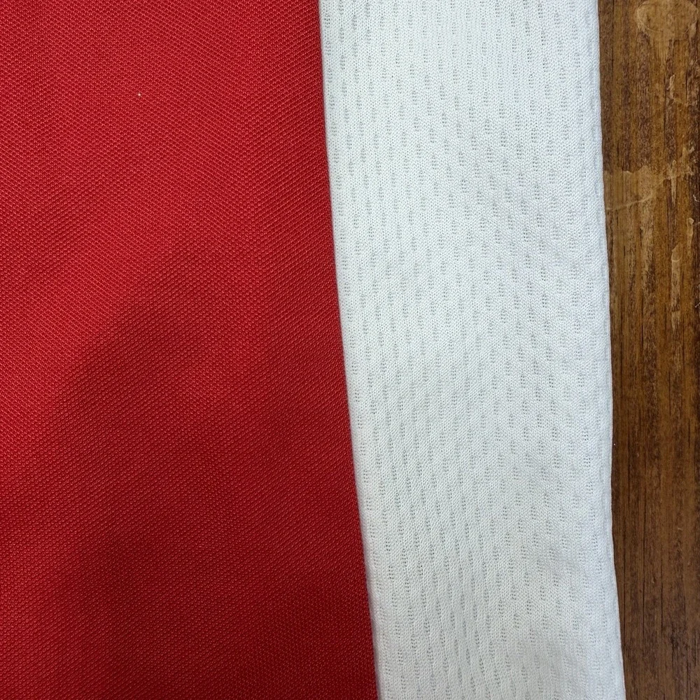 Adidas Soccer Jersey Men's Large Red White Classic 3 Stripe Short Sleeve